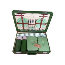VINTAGE 1960s GREEN CASED SIRRAM PICNIC SET.....IDEAL PROP