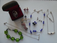 Job Lot of  925 Silver Jewellery and Caithness Glass Millefiori Ring, Earrings