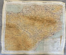 WW2 Double Sided Escape & Evade Silk Map #43/K-Spain/France & Portugal/ Spain m2