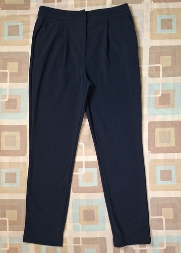 Navy blue ribbed stretch - navy,