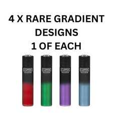4 Clipper Lighters Set BLACK