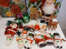 Vintage 60s Plastic Toys, Christmas Decoration, Jestia Pixie, Kewpie, Dog, Mouse