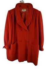 VALENTINO RED 80S Wool Swing Coat size 40 Womens Double Breasted Vintage