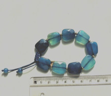 NEW LOLA ROSE BLUE QUARTZ ROUND SQUARE STONE METAL SPACER SEMI PRECIOUS BRACELET