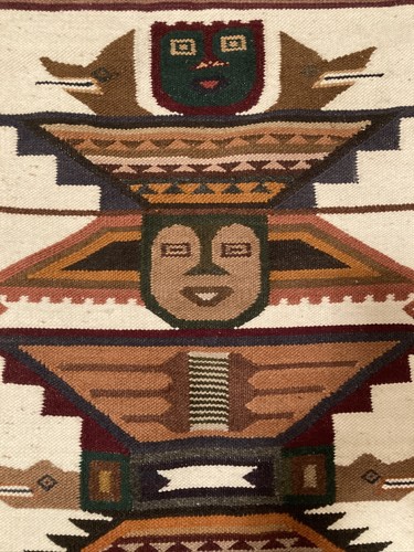 Vintage folk art wool rug - vintage,