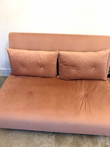 Pink tufted sofa solid plain - pink, solid/plain