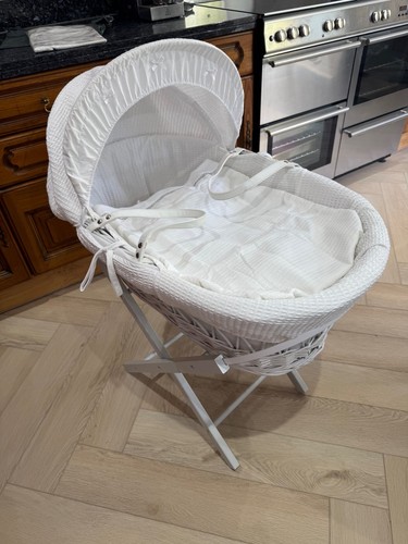 White waffle wicker - white, moses