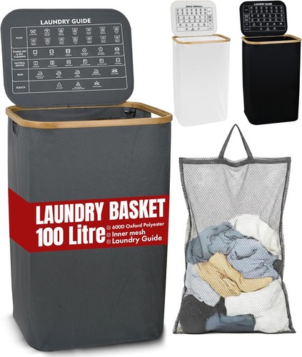 Laundry basket with lid 100l - basket,