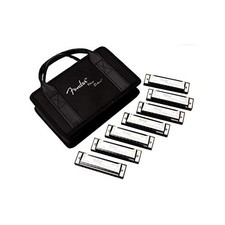 Fender Blues Deluxe Harmonica Set, 7-Pack, Chromed Metal Covers, Classic Bright
