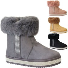 Womens Ladies Winter Fur Boots