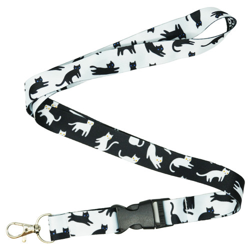 Black white cats lanyard - &,