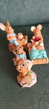 Job lot - 5 x Pendelfin Rabbit Figurines - Hand Painted Stonecraft