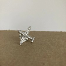 Airplane Pin Badge Travel Silver Plane Pilot Holiday