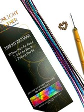 Vibrant Mix 10 Pieces Hair Feather Extension Starter Kit Pulling Needle & Bead