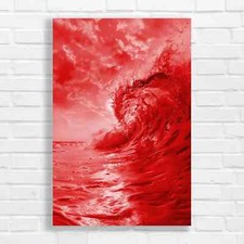 Stunning Sunset Wave Red Canvas Print Large Picture Wall Art