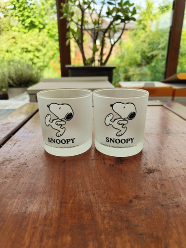 Snoopy frosted glass tumblers - snoopy,