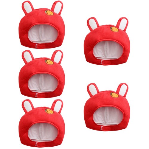 Plush red bunny hat - bunny,