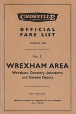 CROSVILLE BUS FARETABLE BOOK WREXHAM  MAR 1966