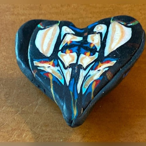 Multicolor polymer clay heart - clay,
