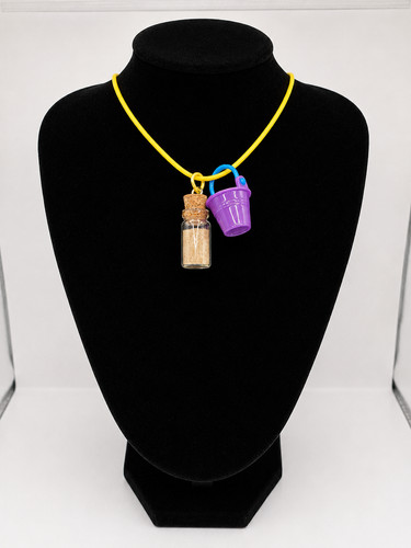 Miniature bucket and sand vial - and,