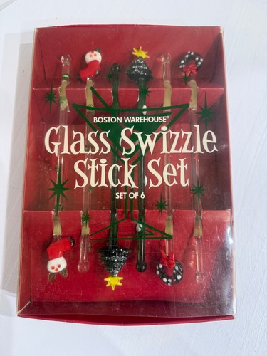 Christmas glass swizzle - glass, sticks
