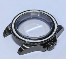 *DOUBLE DOME SAPPHIRE CRYSTAL* GUN METAL GREY WATCH CASE FOR SEIKO NH35 & NH36