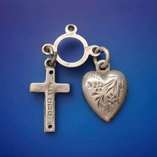 Sterling Silver Heart & Cross Charm Pendant by Adie & Lovekin Ltd 1900