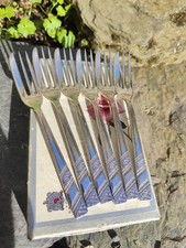 Set 6 Viners Silver Plated Silver Rose Pastry Cake Forks 5.5" 14cm Plate Unworn