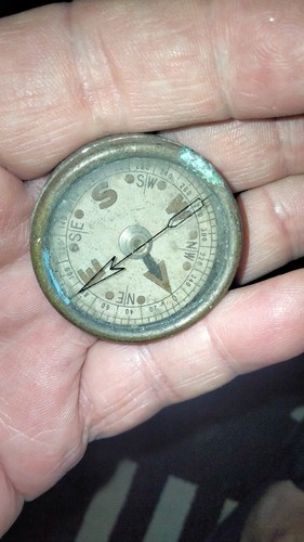 Antique ww1 brass compass all - ww1,
