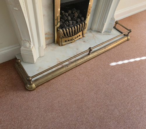 Brass metal fireplace fender - fireplace,