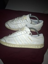 Adidas Originals Hamburg Trainers UK Size 7 all white / well worn