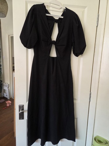Black cut out midaxi dress - black,