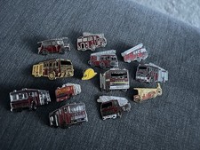 13 Vintage Fire Engine Pin Badges Collection