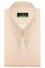 Men 1930s Vintage Spear Point Dagger Collar Orange Stripes Musicians Dress Shirt