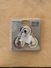 IKEA Skoghall Self Adhesive Bathroom Hooks, Chrome Plated, Pack of 3, Heavy Duty