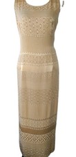 House of Fraser Elegant Long Gold Evening Occasions Dress UK 16 VGC Made In UK