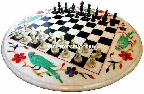 Round marble chess coffee - round,