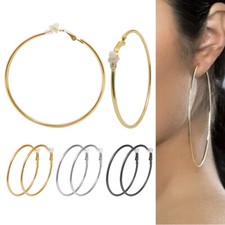 Non-Pierced Hooped Earrings Clip On Hoops From 25mm to 100mm Various Sizes