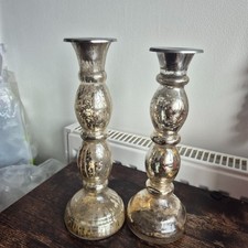 Gold silver mercury glass candle stick holders shabby chic