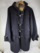 Aquascutum Coat Mens Large 42 Navy Blue Duffle Wool Toggle House Check
