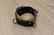 Recon Heavy Rubber Bondage Collar Black Yellow BDSM Fetish Latex Restraint