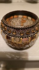 Mosaic Tans, Browns, Tealight Holder Or Trinket Jar.