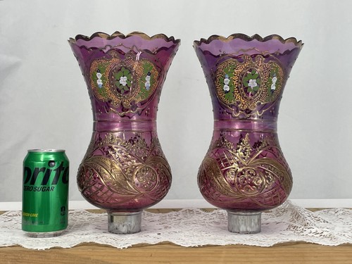 Pair antique vtg cut - vtg, glass