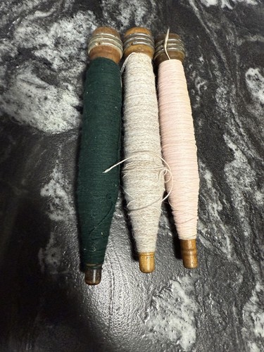 Vintage wooden spools textile - spools,