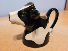 Vintage Quail Pottery Hand Painted Friesian Cow Creamer. Excellent Condition