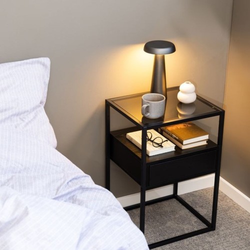 Black bedside table - bedside,