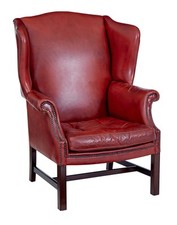 MID 20TH CENTURY LEATHER WINGBACK ARMCHAIR