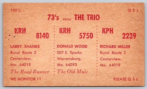 Vintage qsl card - the, krh