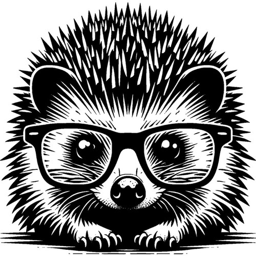 Hedgehog wearing glasses - 'hedgehog,