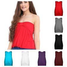 New Ladies Bandeau Boob Tube Knot Strapless Waistband Summer Top 